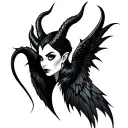 Maleficent Horns wings tattoo design idea