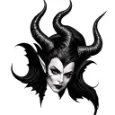 Maleficent Horns wings tattoo design idea