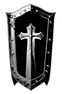 knight holding shield templar cross tattoo design idea