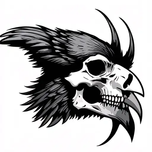 Viking Tribal raven skull inside tattoo design idea