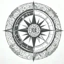 mariners compass yin yang centre incorporate waves tattoo design idea