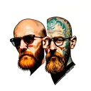 a face separate in two with alf Jesse Pinkman Alf Walter White face  tattoo design idea