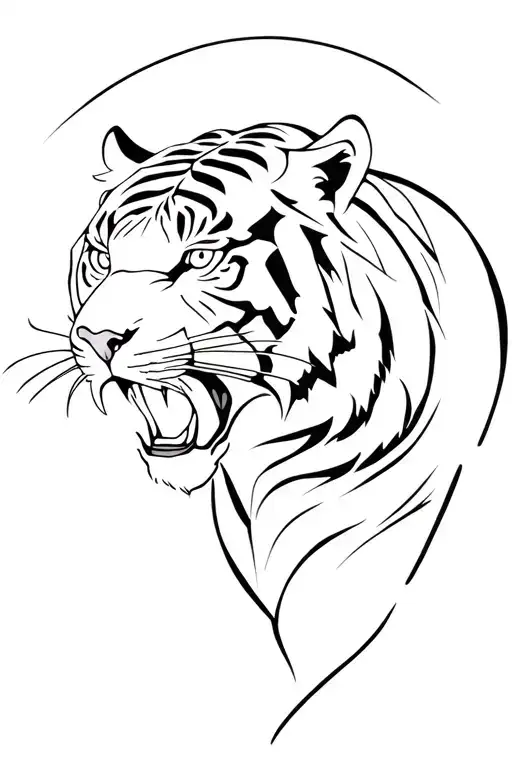 tiger roaring tattoo design idea