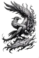 Masculine Phoenix rising from flames tattoo design idea