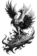 Masculine Phoenix rising from flames tattoo design idea