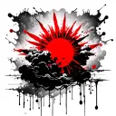 sun shining through clouds tattoo design idea