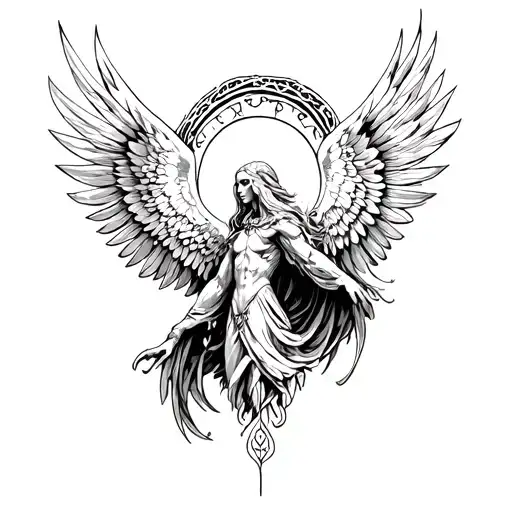 guardian angle tattoo design idea
