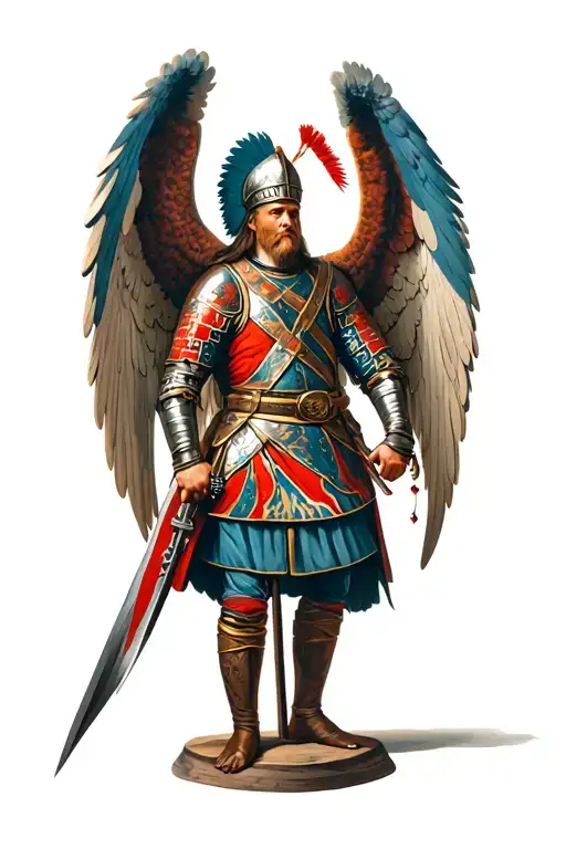 Winged Hussar holding wojtek tattoo design idea