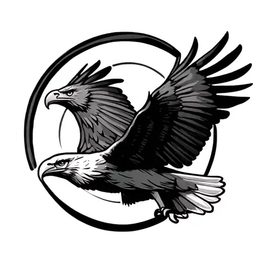 eagle flying with a design around it  tattoo design idea