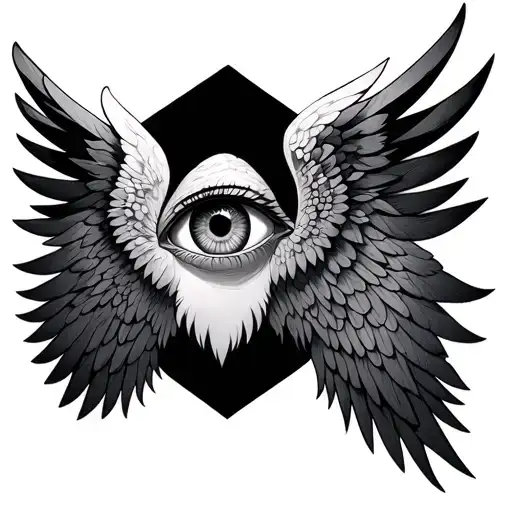 Seraphim, 6 wings, eye in the middle tattoo design idea