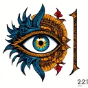 "02:11" lord shiva third eye tattoo design idea