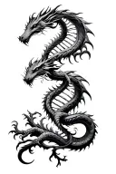 tribal design including army elements, tree of life, dna strand, dragons tattoo design idea