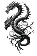 tribal design including army elements, tree of life, dna strand, dragons tattoo design idea