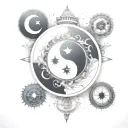 yin yang compass tattoo design idea