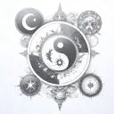 yin yang compass tattoo design idea