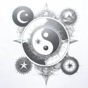 yin yang compass tattoo design idea