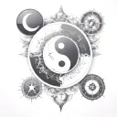yin yang compass tattoo design idea
