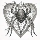spider in heart shape web design tattoo design idea