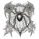 spider in heart shape web design tattoo design idea