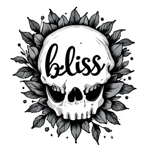 "bliss" in tiny cursive belive hip bone tattoo design idea