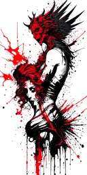 angel vs. demon conflict tattoo design idea