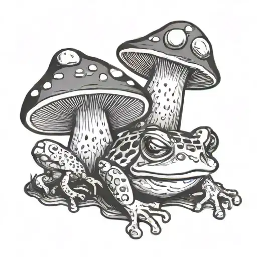 mushroom and frog tattoo design idea