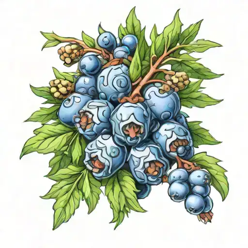 Juniper with blue berries tattoo design idea