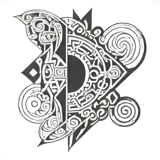 Purepecha styled sleeve tattoo design idea