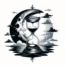 hourglass with moon and clouds  tattoo design idea