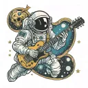 a astronaut floating in space playing a Gibson Les Paul guitar tattoo design idea