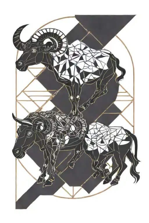 Aries and Sagittarius and libra zodiac sign tattoo design idea