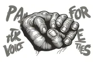 paw and human hand, text "voice for the voiceless" tattoo design idea