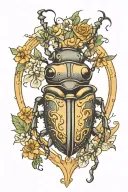 horned beetle heart surrounded cute tattoo design idea