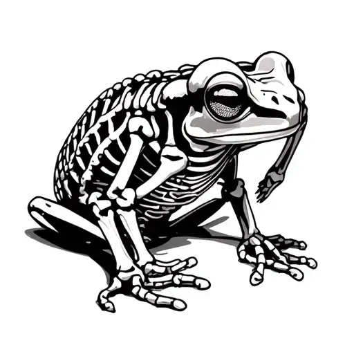 Frog Skeleton sat down tattoo design idea