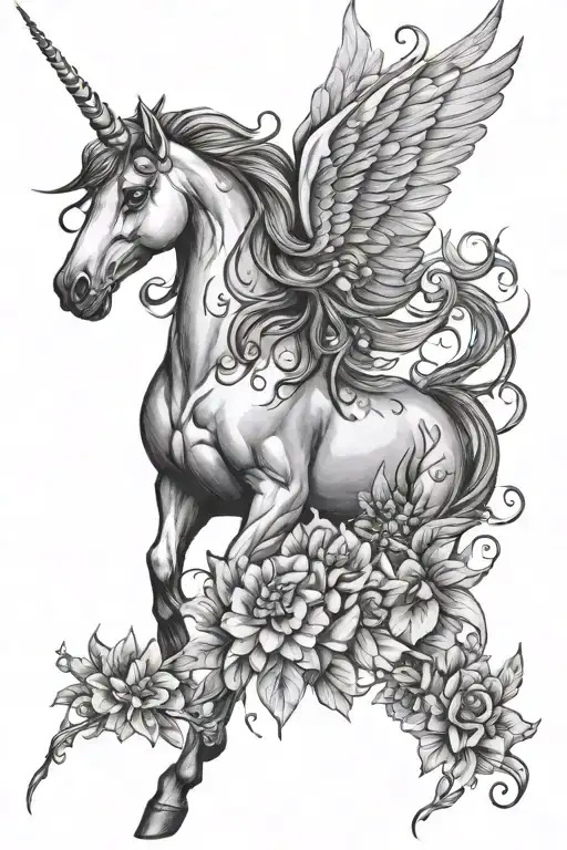 fairy unicorn tattoo design idea