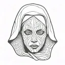 the nun horny face one eye tattoo design idea