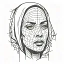 the nun horny face one eye tattoo design idea