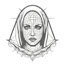 the nun horny face one eye tattoo design idea