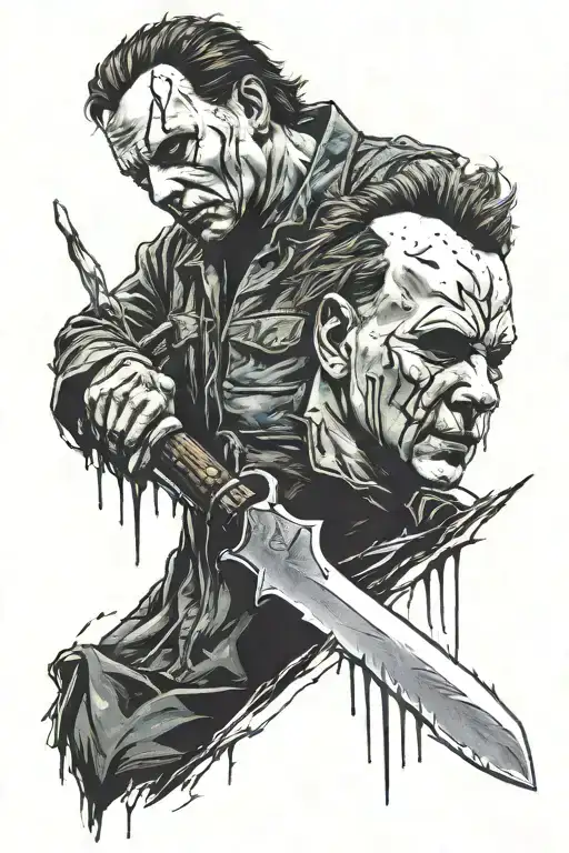Michael Myers with knife calf tattoo design tattoo design idea