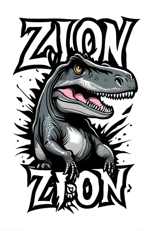 "Zion" "Zion" dinosaur boy baby graffiti cute tattoo design idea