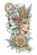 Gemini 2 faced tattoo design idea