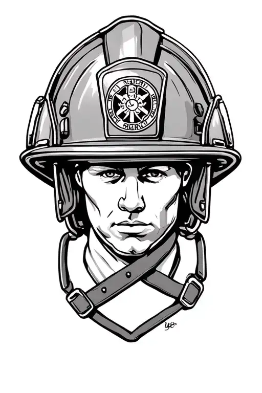firefighter helmet tattoo design idea