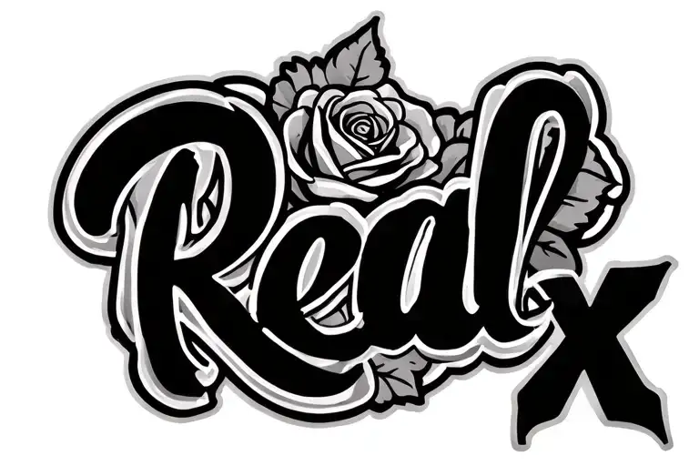"Real Rx" rose intertwined tattoo design idea