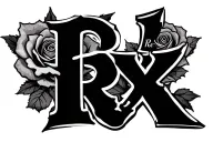 "Real Rx" rose intertwined tattoo design idea