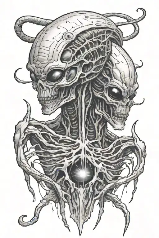 aliens facing each other tattoo design idea