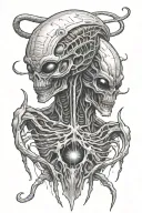 aliens facing each other tattoo design idea