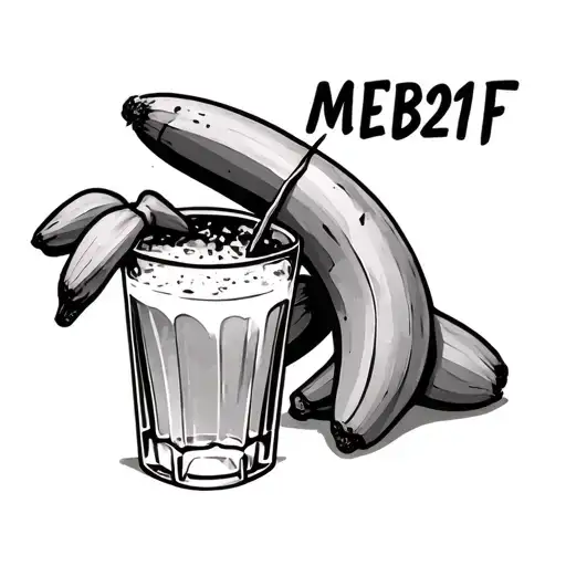 banana turmix with text on the glas "MEB21F" tattoo design idea