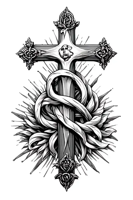 god willing with a cross intertwined tattoo design idea