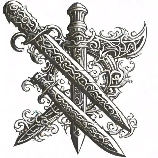 Sword style dark I just want the sword with a gothic and medeabal design like the one from berserk tattoo design idea