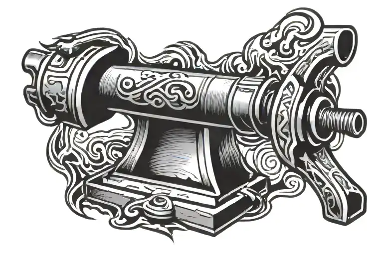blacksmith hammer & anvil with fire inside tattoo design idea